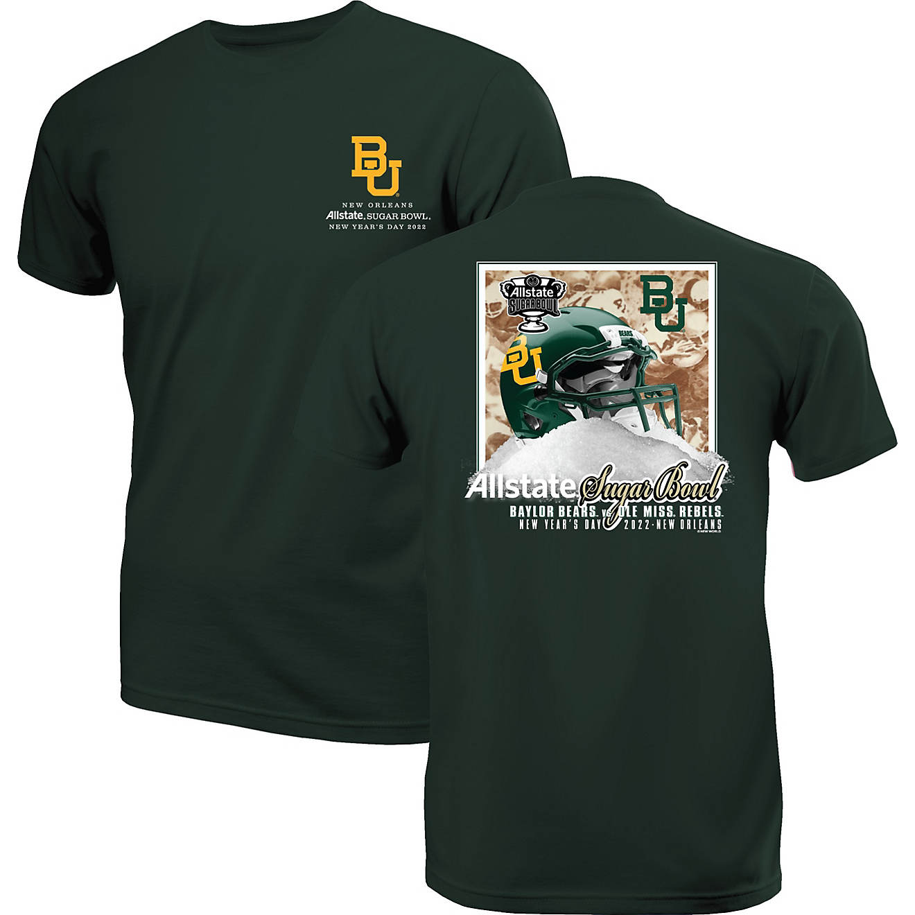 New World Graphics Men's Baylor University 2021 Sugar Bowl Pile Short Sleeve T-shirt                                             - view number 1