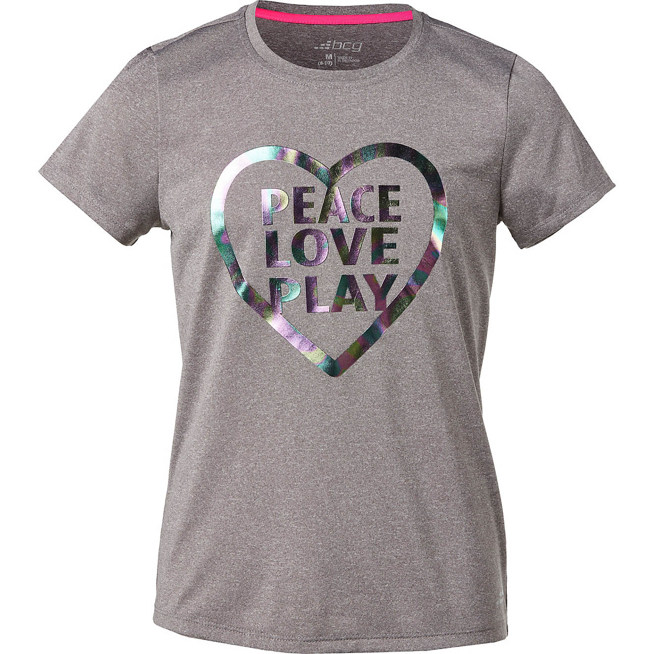 BCG Girls' Turbo Peace Love Play GFX Short Sleeve T-shirt                                                                        - view number 1