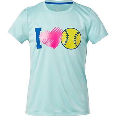 BCG Girls' I Love Softball Turbo Graphic Short Sleeve T-shirt                                                                   