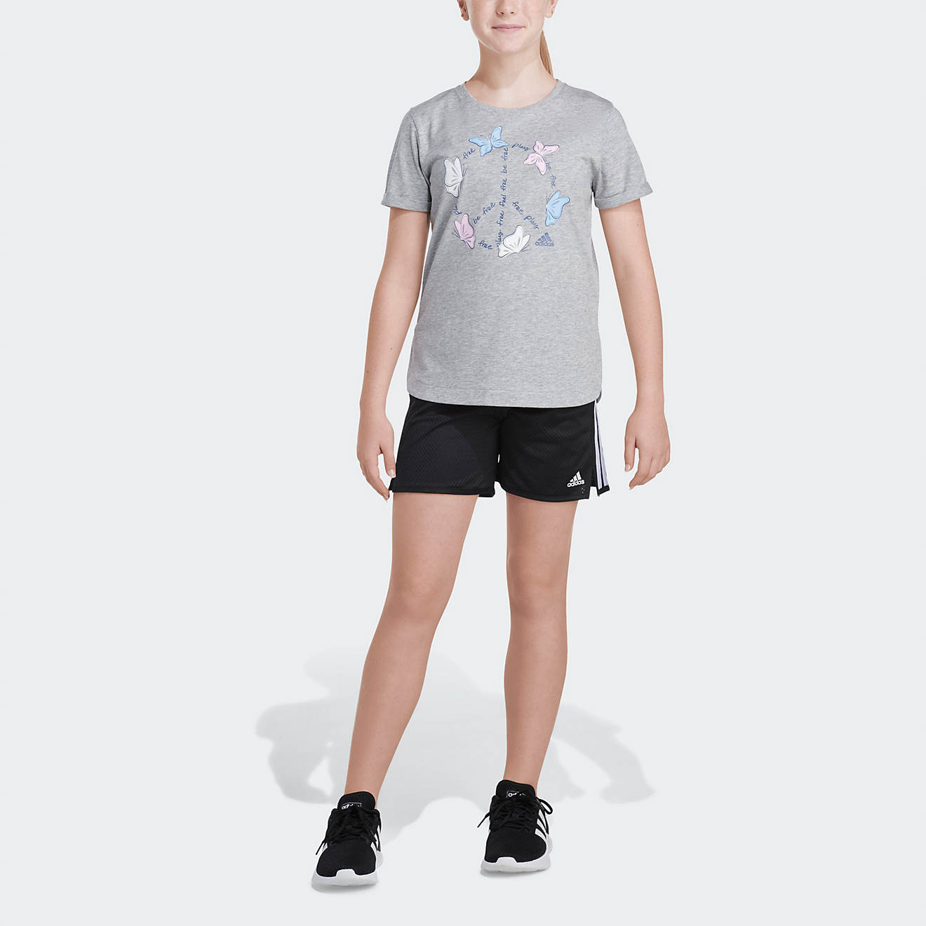 adidas Girls' Heather Roll Short Sleeve T-shirt                                                                                  - view number 1