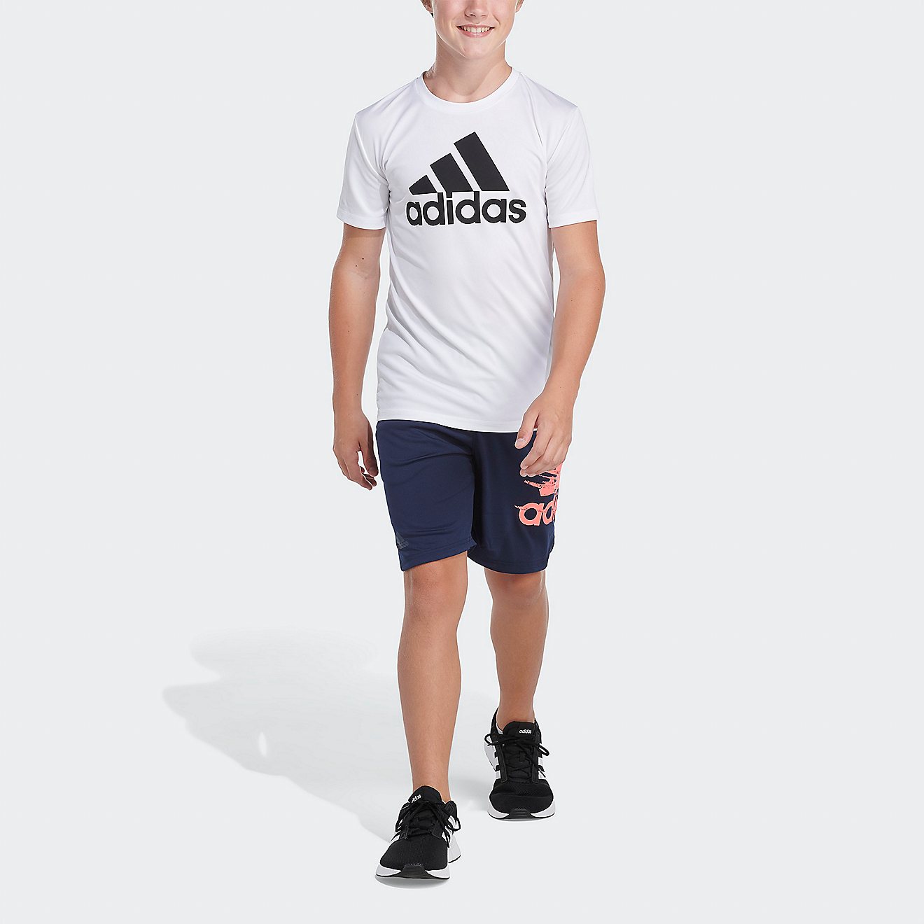 adidas Boys’ AEROREADY Elastic Waistband Big Logo Shorts                                                                       - view number 1