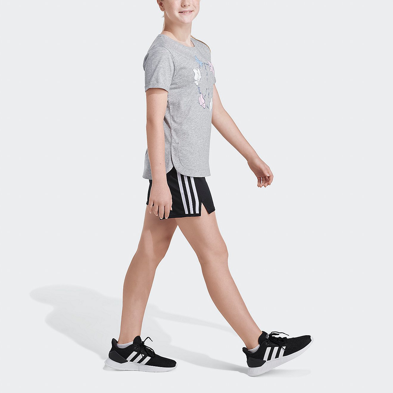 adidas Girls' Heather Roll Short Sleeve T-shirt                                                                                  - view number 3