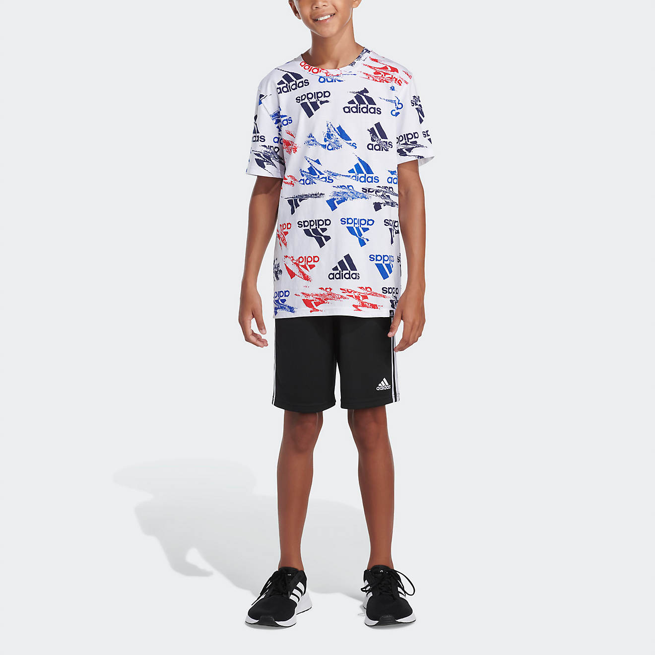 adidas Boys’ Glitchy Allover Print T-shirt                                                                                     - view number 1