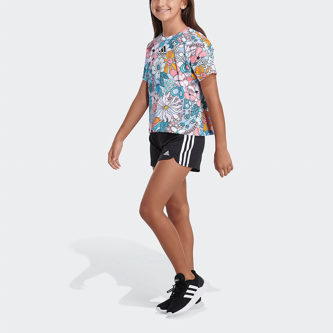 adidas Girls’ Oversize Allover Print T-shirt                                                                                   - view number 4