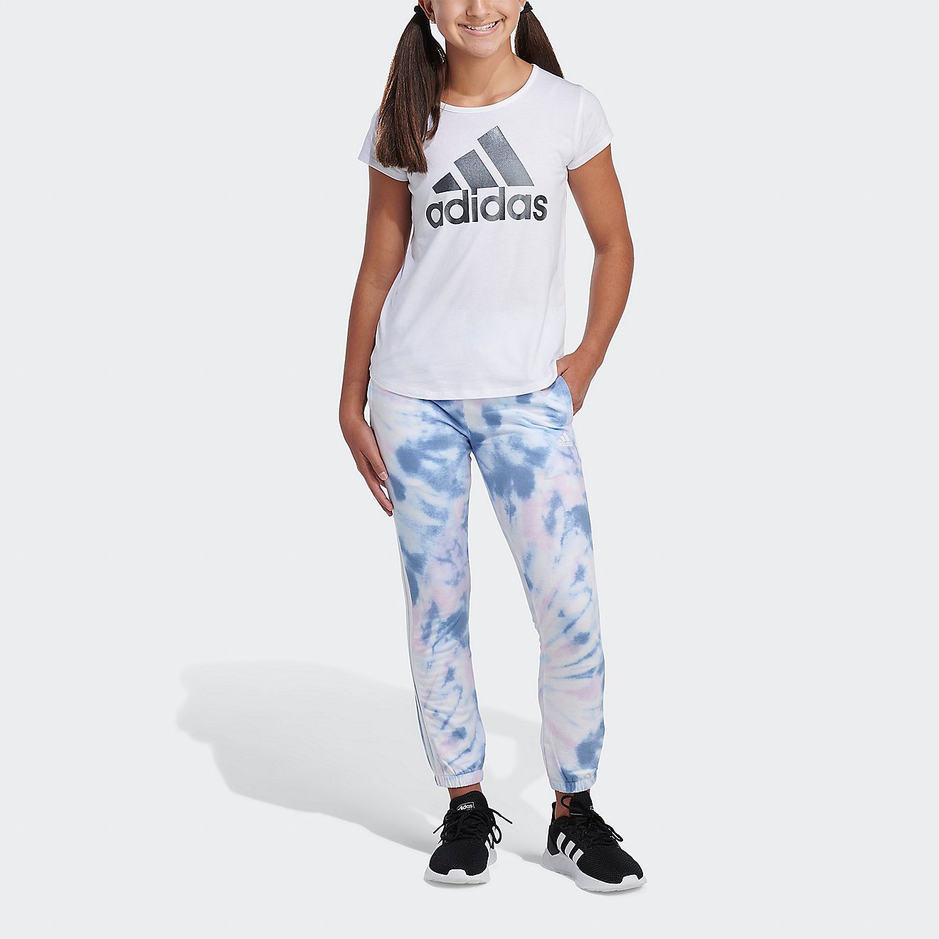 adidas Girls' Tie Dye Seasonal Print Jogger Pants                                                                                - view number 1