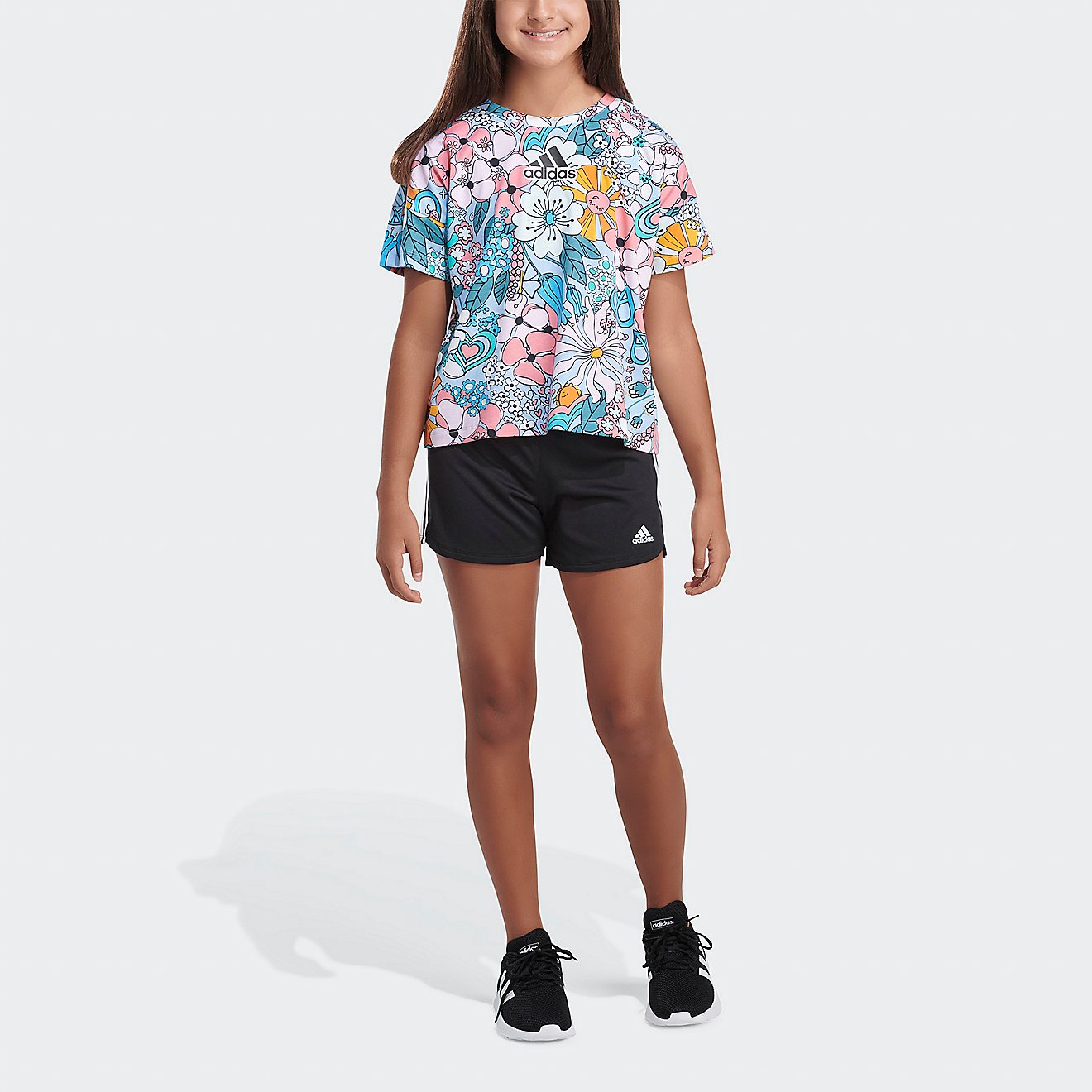 adidas Girls’ Oversize Allover Print T-shirt                                                                                   - view number 1