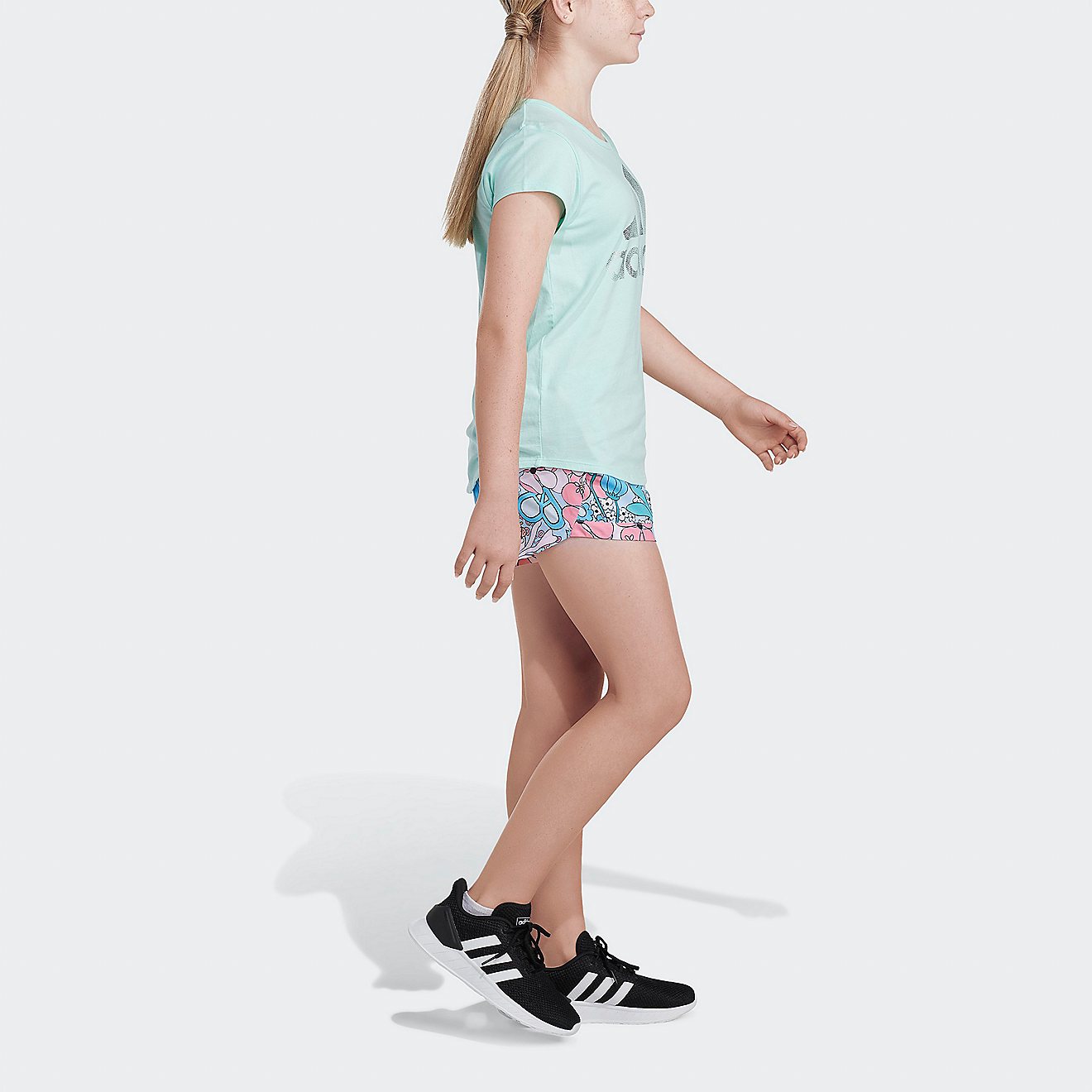 adidas Girls' Allover Print Woven Shorts                                                                                         - view number 3