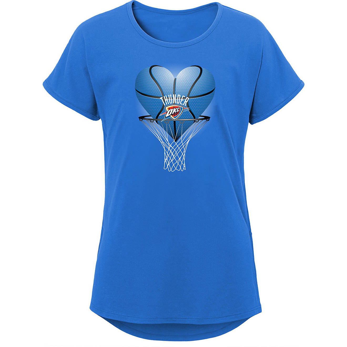 Outerstuff Girls' Oklahoma City Thunder Heart Dunk Short Sleeve Dolman T-shirt                                                   - view number 1