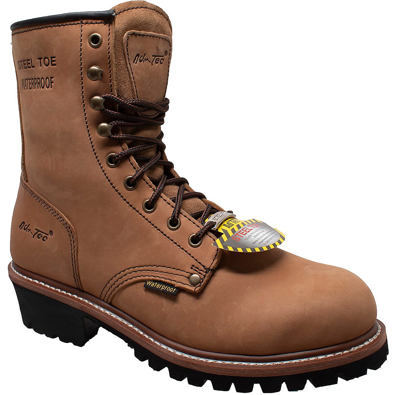 AdTec Men’s 9 in Crazy Horse Waterproof Steel Toe Logger Work Boots                                                            - view number 2