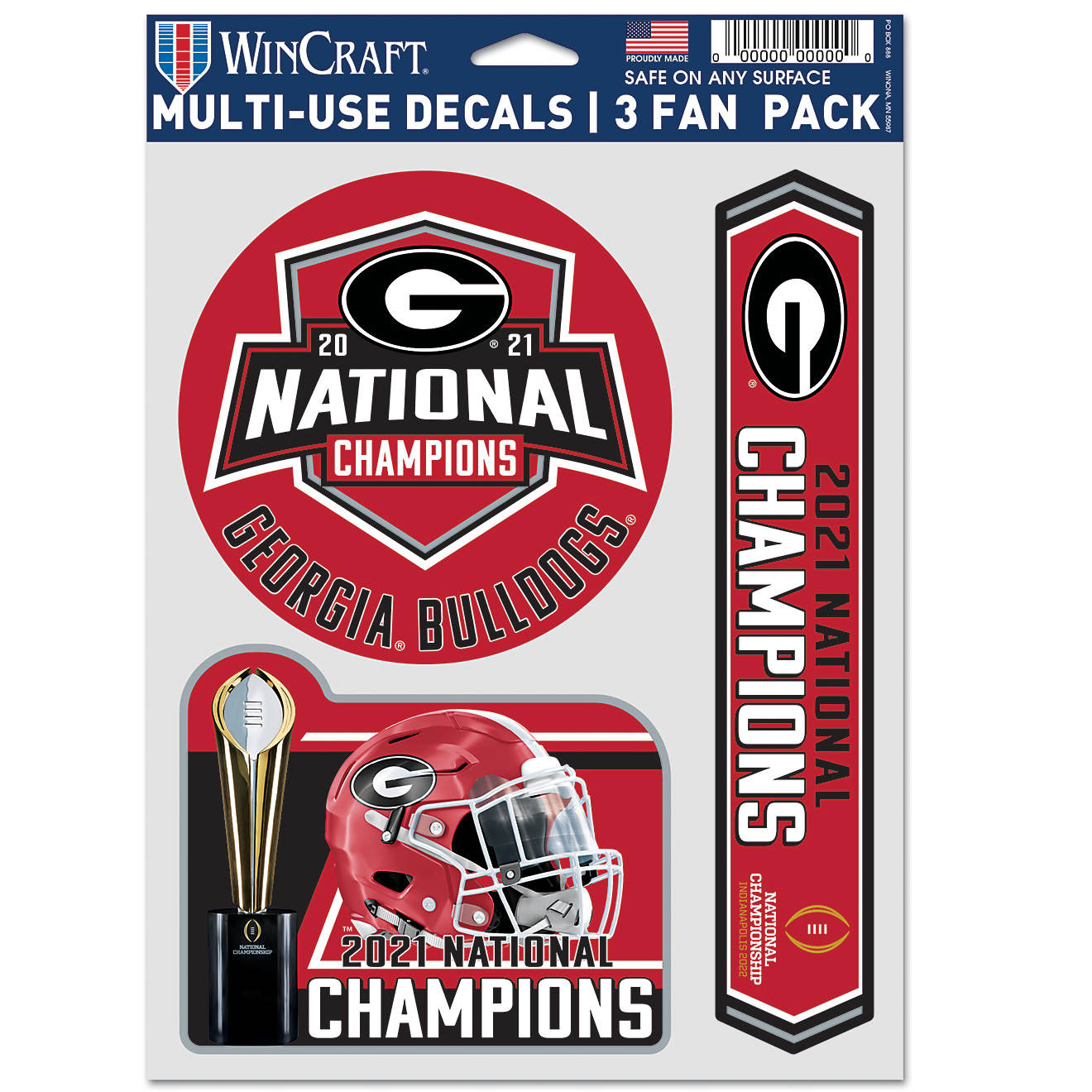 WinCraft University of Georgia ‘21 NCAA CFP Champs Fan Decals 3-Pack                                                           - view number 1