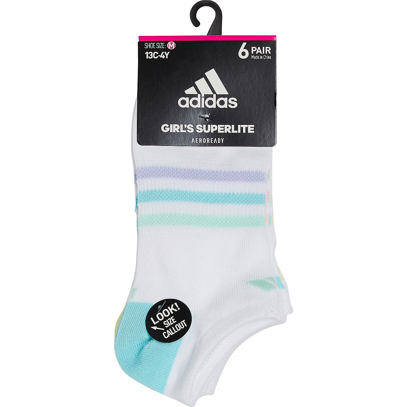 adidas Girls' Superlite No-Show Socks 6-Pack                                                                                     - view number 3