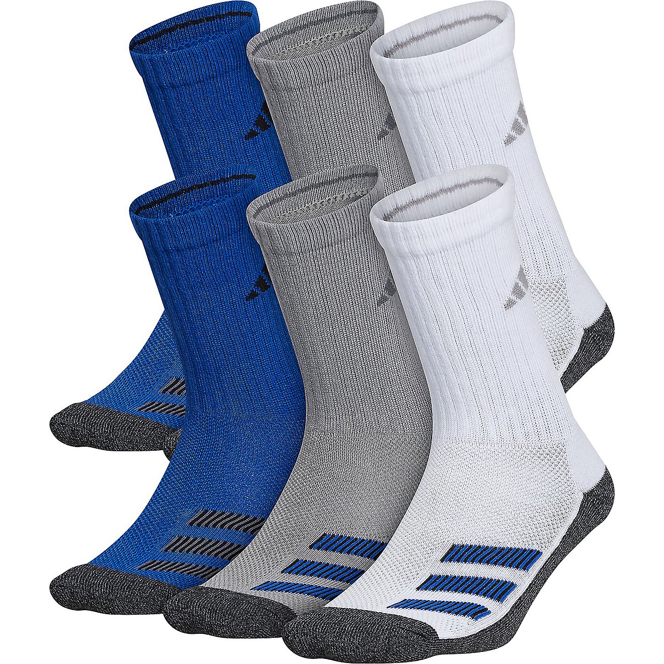 adidas Youth Cushioned Angle Stripe Crew Socks 6-Pack                                                                            - view number 1
