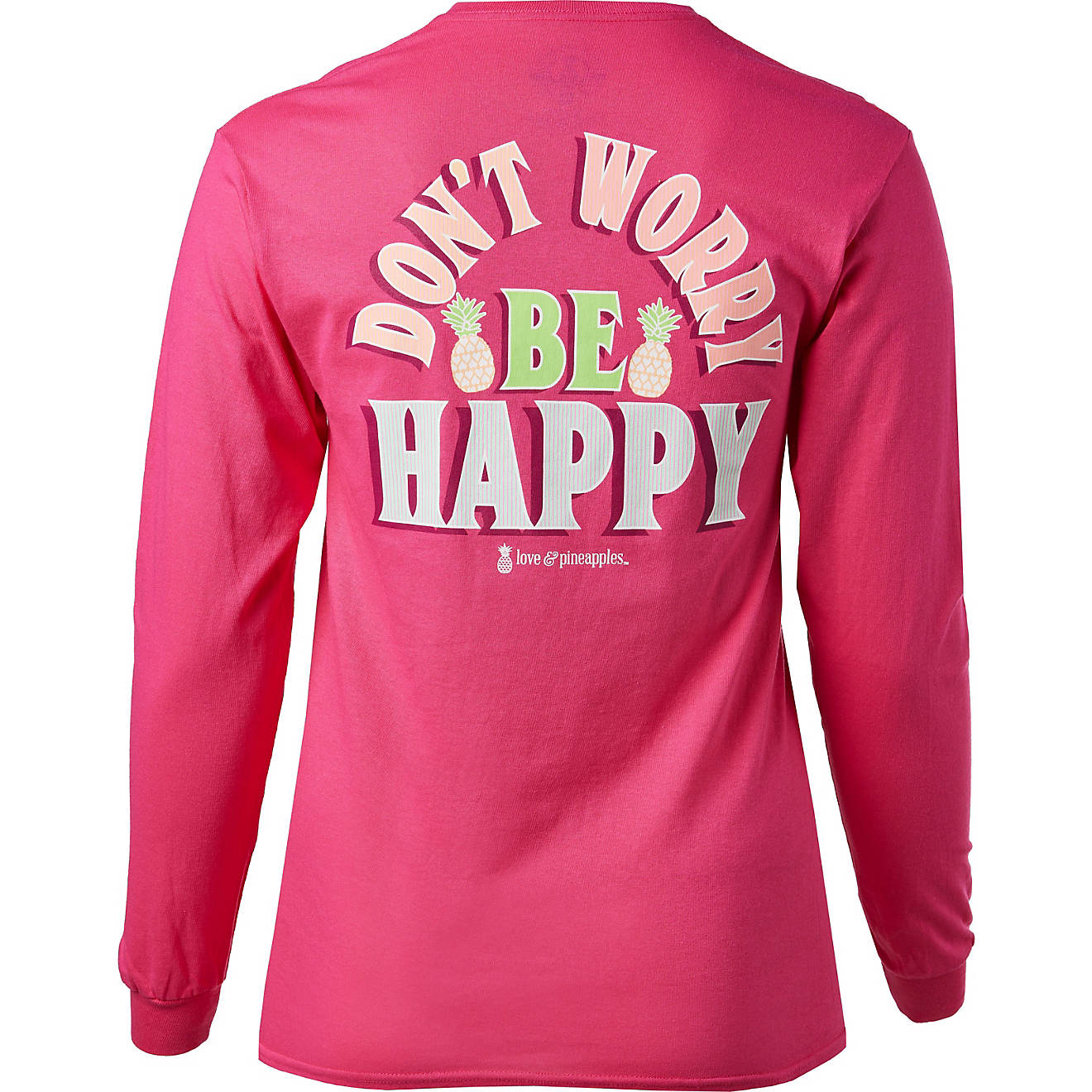 Love & Pineapples Women's Don't Worry Be Happy Graphic T-shirt                                                                   - view number 1