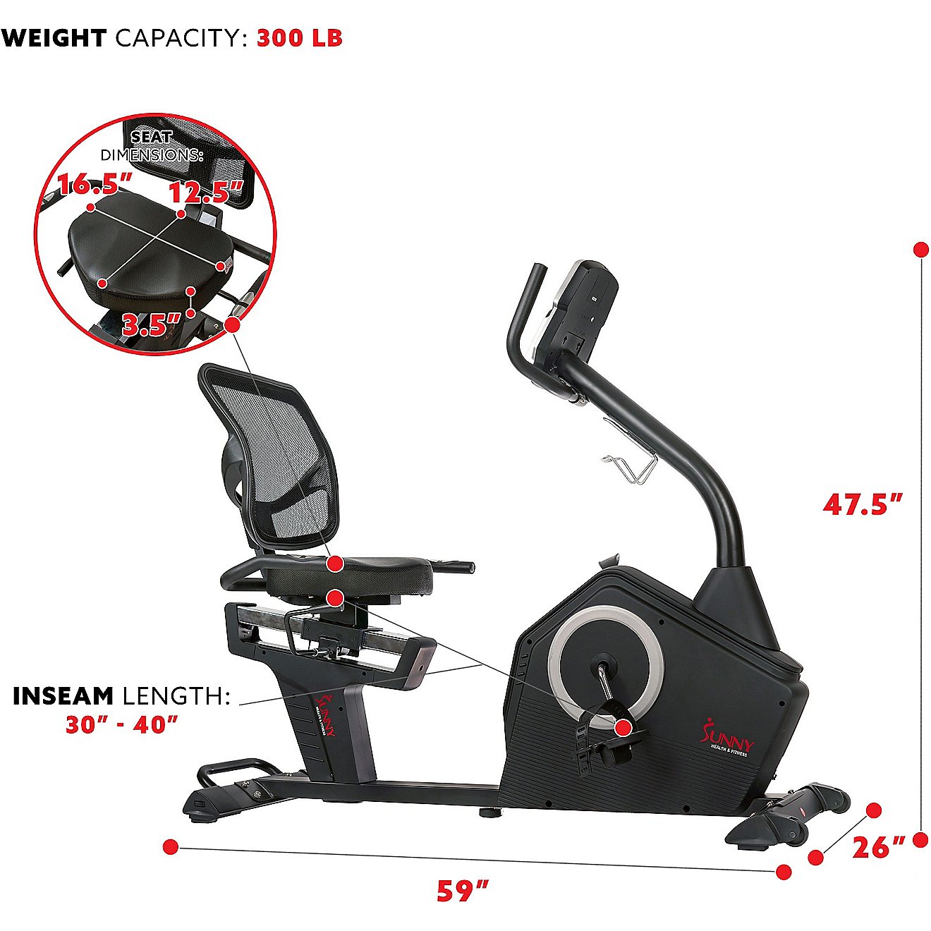 Sunny Health & Fitness Programmable Recumbent Bike                                                                               - view number 7