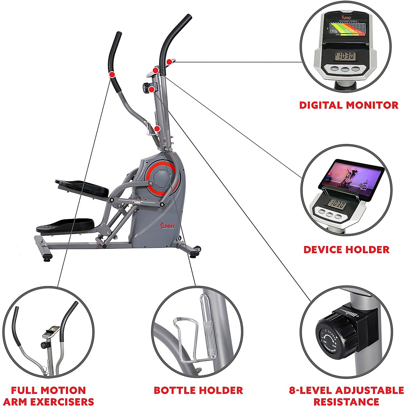 Sunny Health & Fitness Performance Cardio Climber Elliptical Trainer                                                             - view number 3