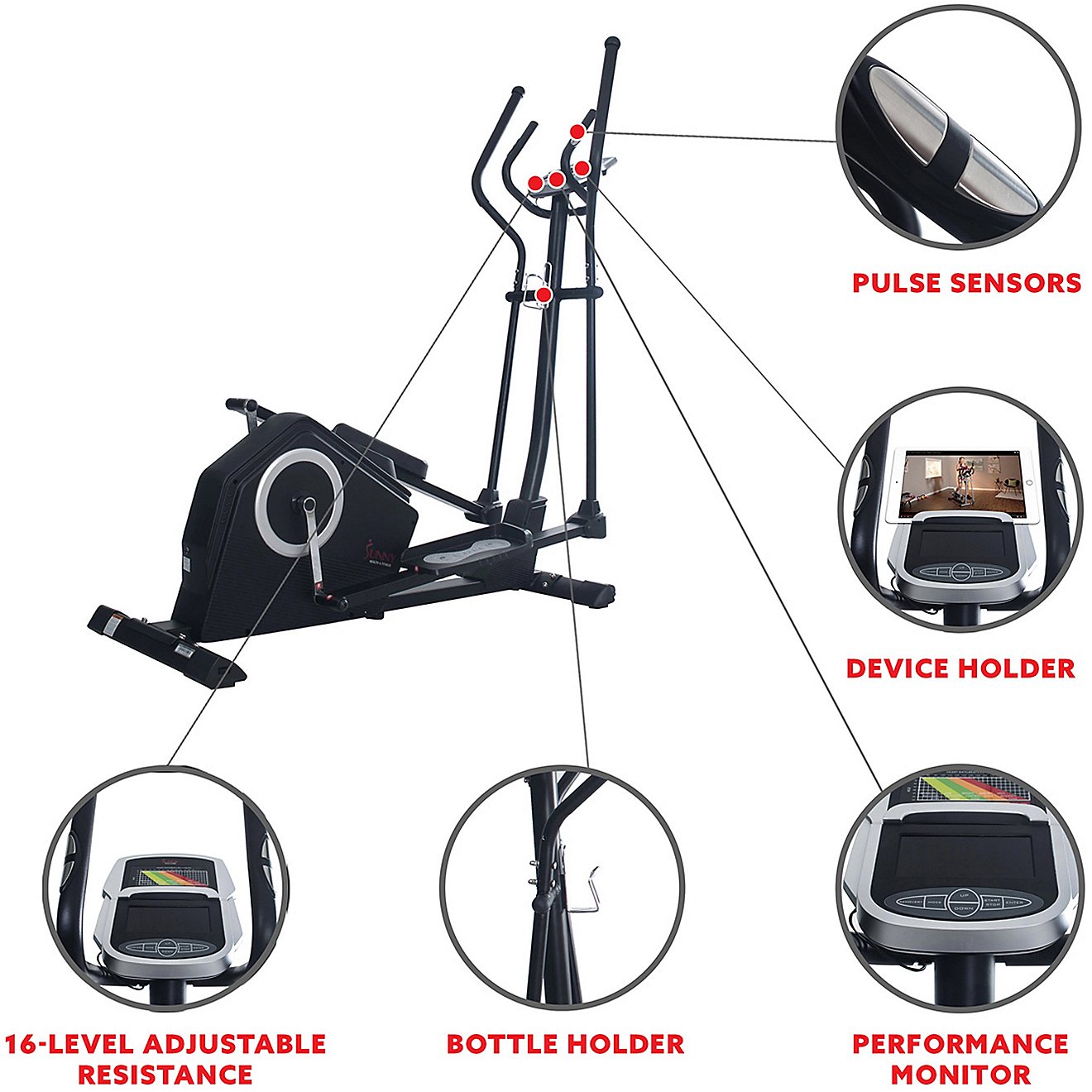 Sunny Health & Fitness Programmable Cardio Elliptical Trainer                                                                    - view number 3