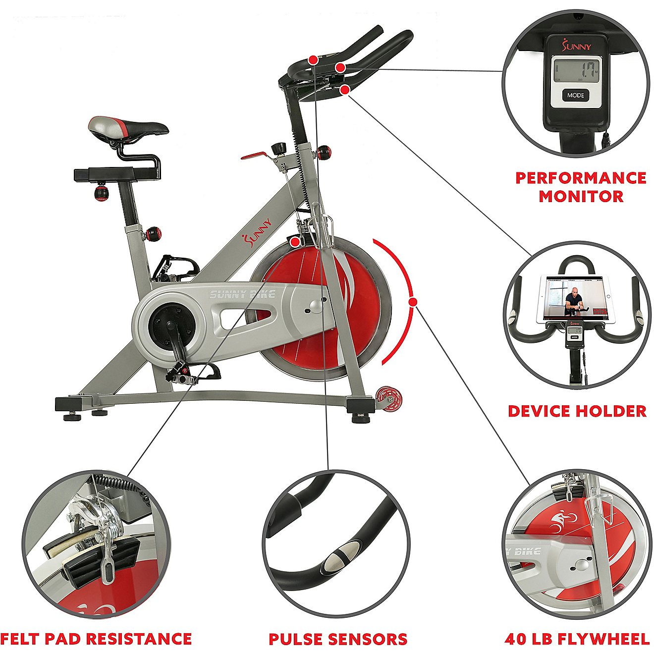 Sunny Health & Fitness Pro II Indoor Cycling Bike                                                                                - view number 2