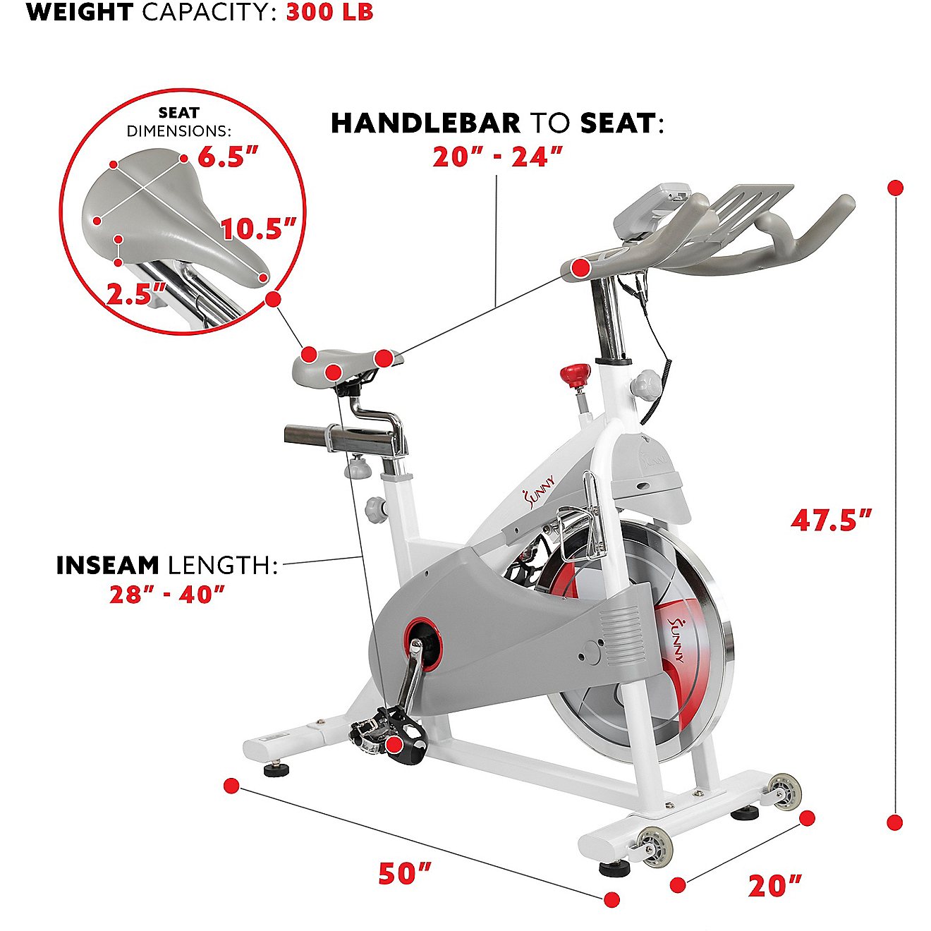 Sunny Health & Fitness Magnetic Belt Drive Indoor Cycling Bike                                                                   - view number 11