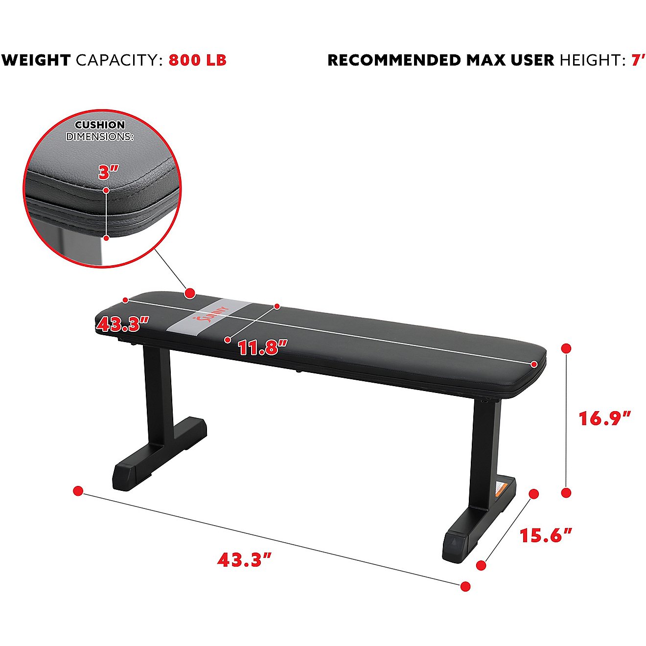 Sunny Health & Fitness Flat Weight Bench                                                                                         - view number 4