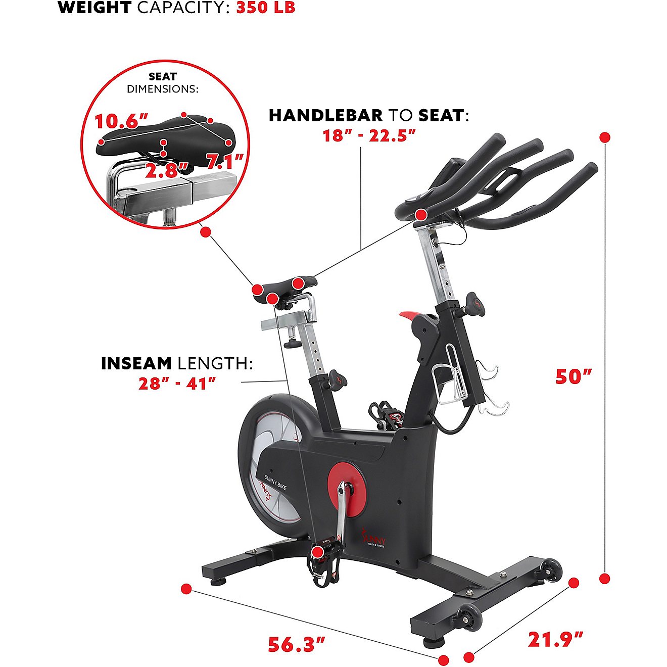Sunny Health & Fitness Kinetic Flywheel Indoor Cycling Bike                                                                      - view number 16