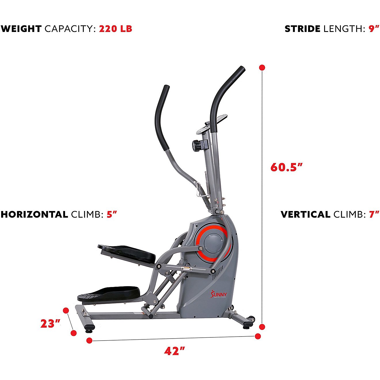 Sunny Health & Fitness Performance Cardio Climber Elliptical Trainer                                                             - view number 5