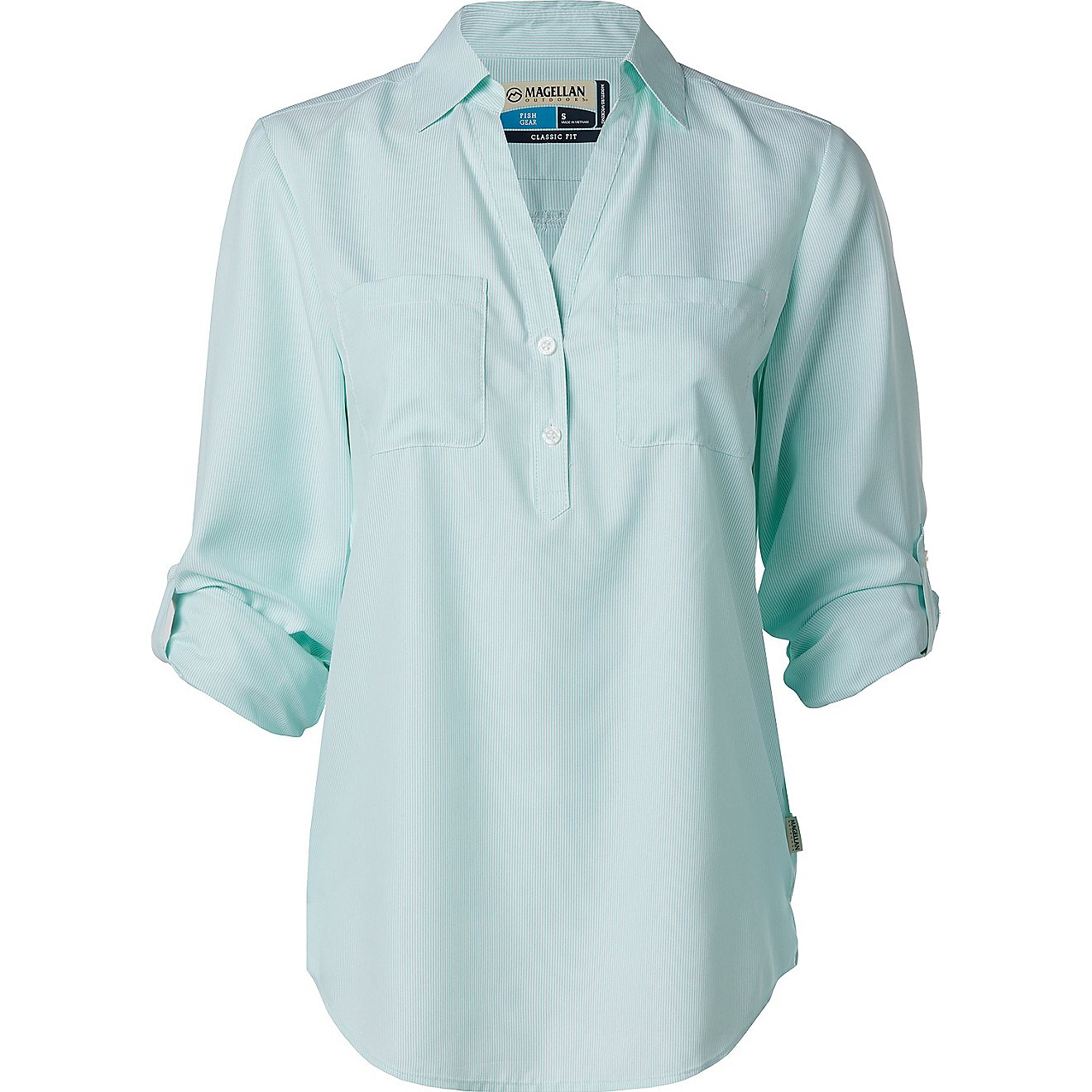 Magellan Outdoors Women's Aransas Pass Long Sleeve Henley Stripe Shirt                                                           - view number 5