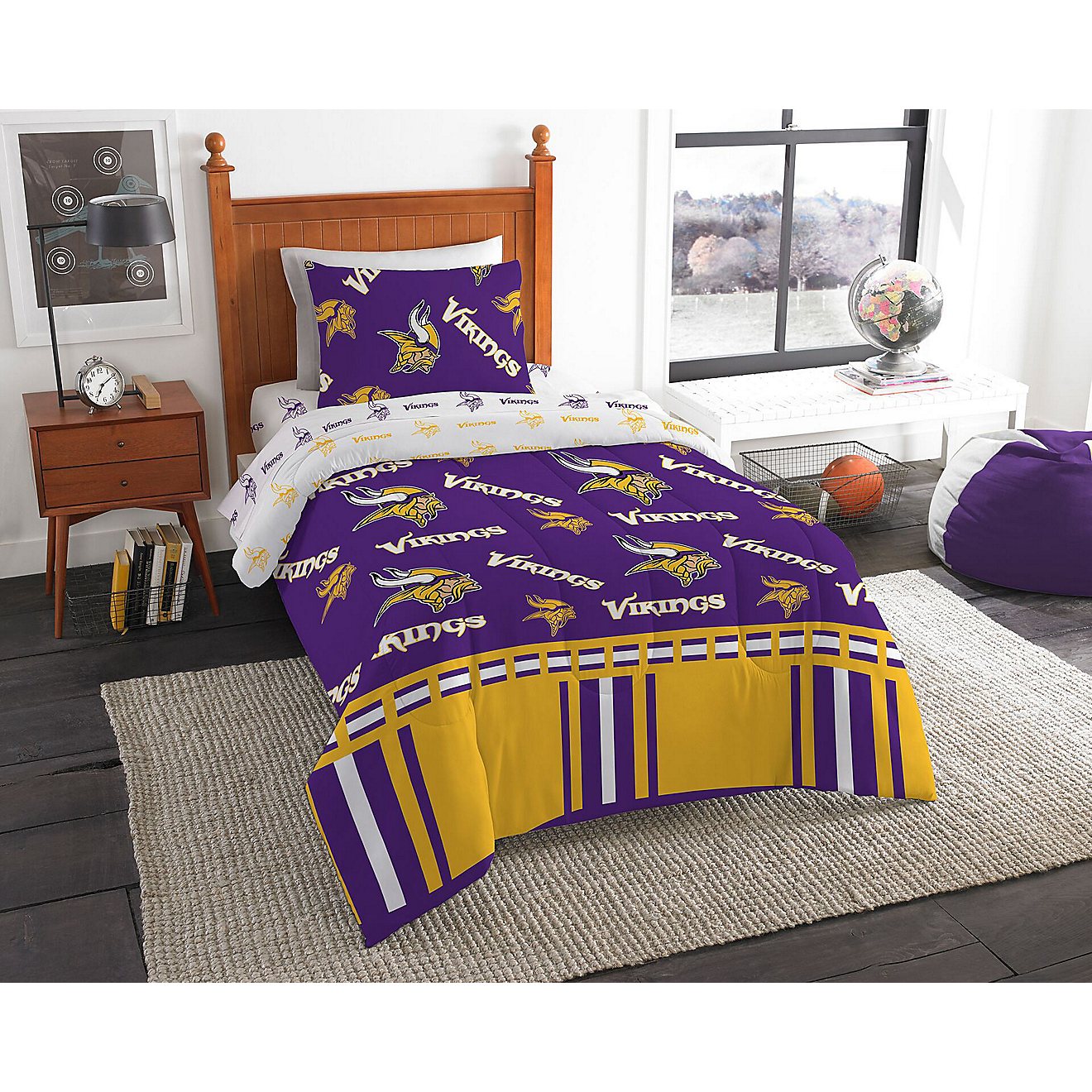 The Northwest Company Minnesota Vikings Rotary Twin Bed in a Bag Set                                                             - view number 1