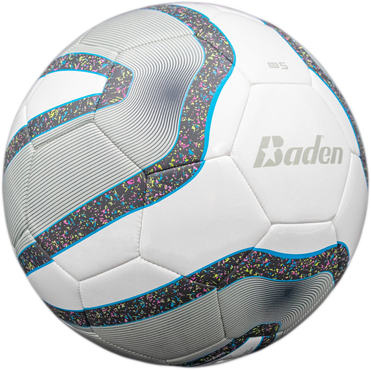 Baden Size 5 Team Soccer Ball - White/Gray/Blue