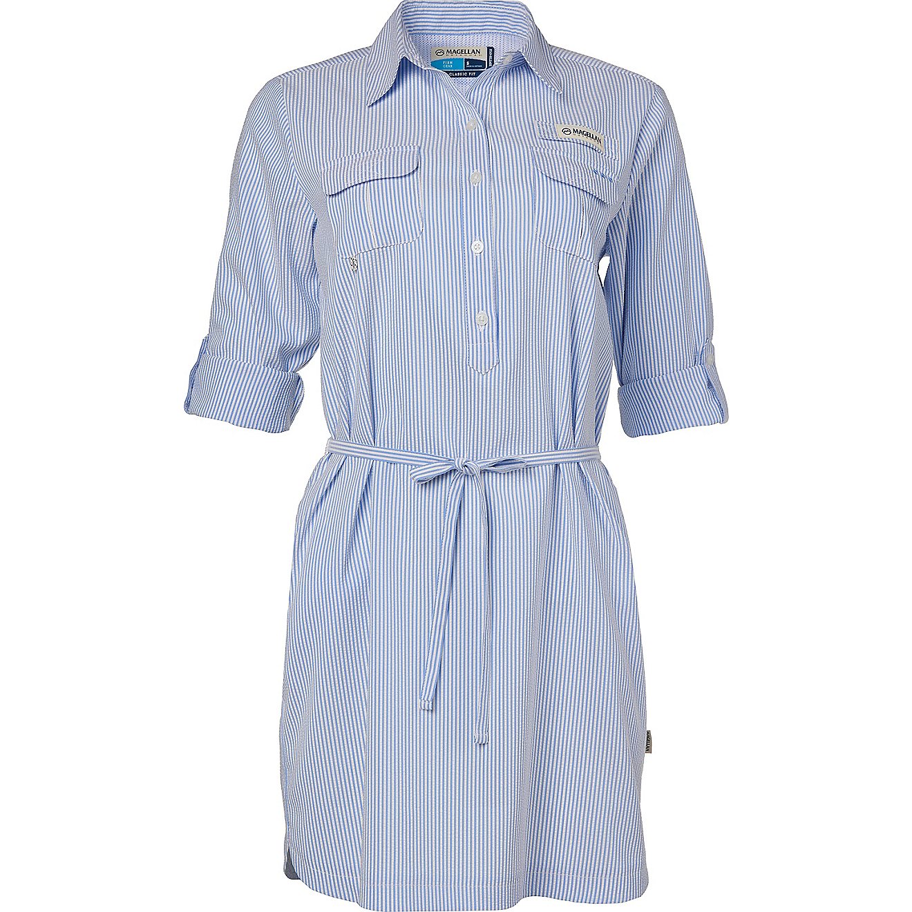 Magellan Outdoors Women's Southern Summer Seersucker Long Sleeve Fishing Shirt Dress                                             - view number 3