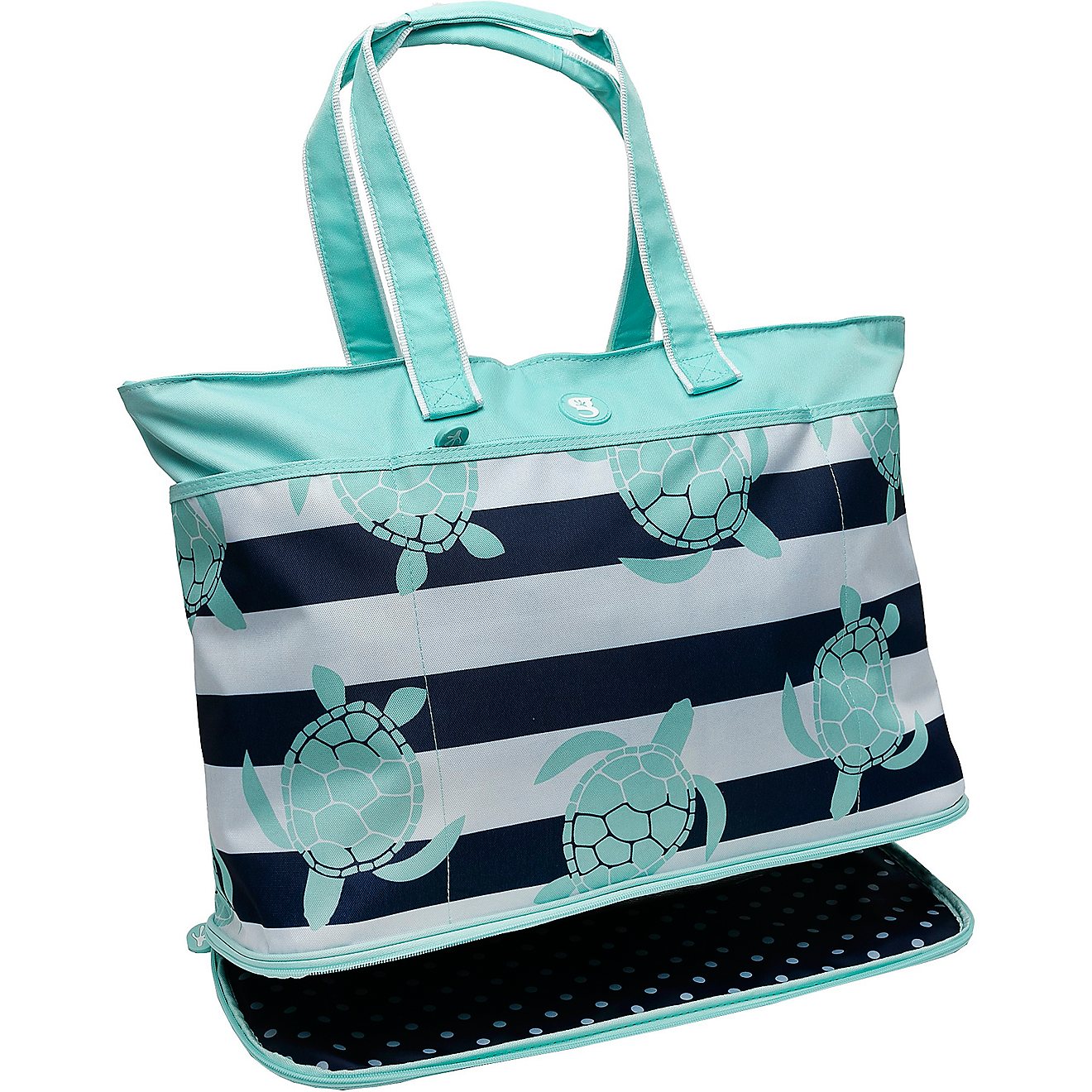 geckobrands Sea Turtle Stripe Zip Out Beach Tote                                                                                 - view number 3