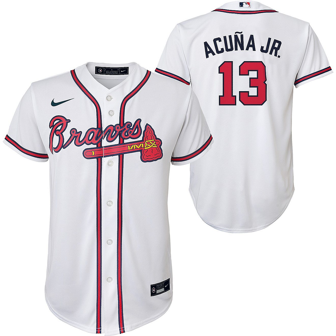 Nike Youth Atlanta Braves Ronald Acuna Jr. Home Replica Jersey                                                                   - view number 1