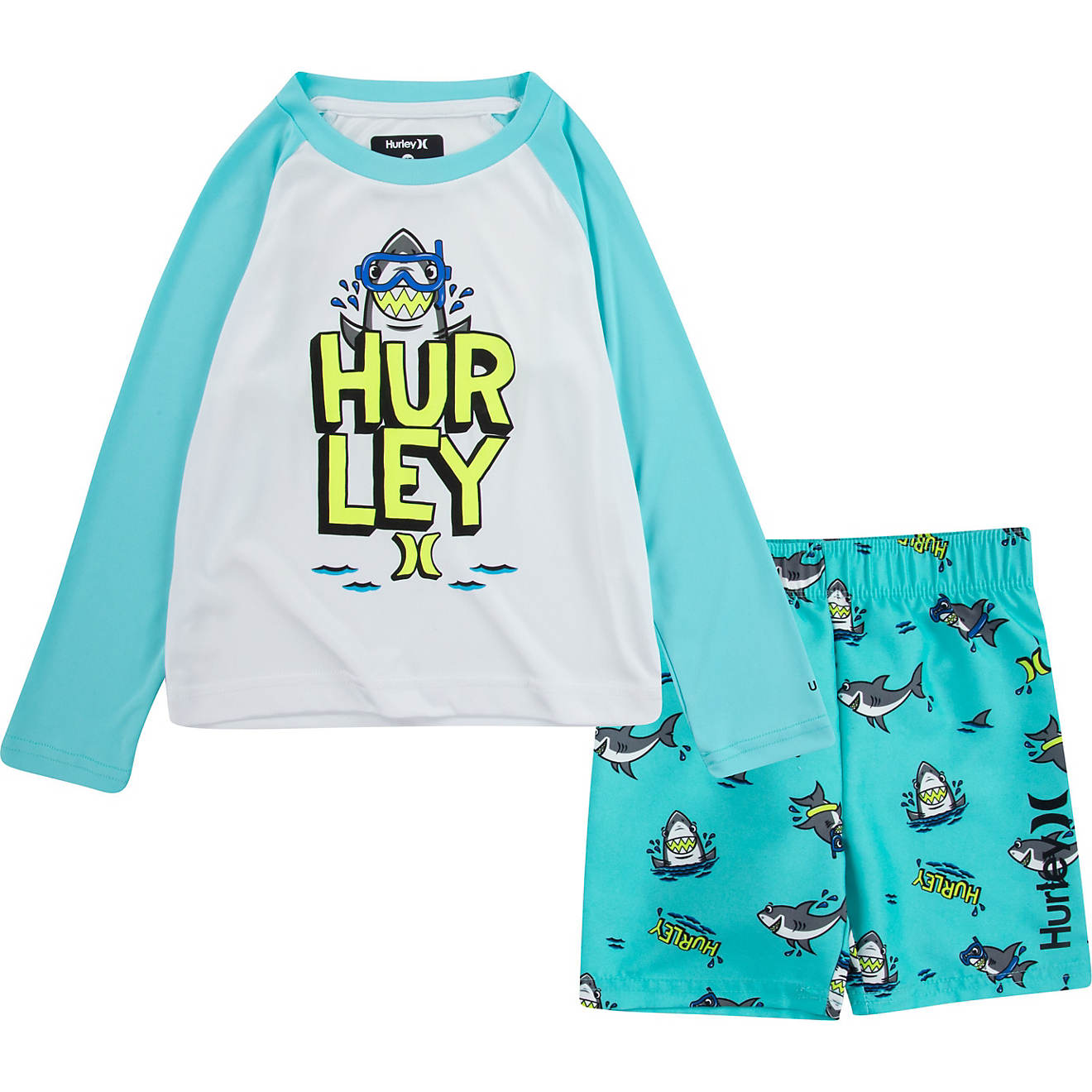 Hurley Toddler Boys' Shark Goggle Swim Shirt and Shorts Set                                                                      - view number 1