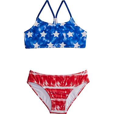 O’Rageous Girls’ American Flag Stars Basic 2-Piece Bikini                                                                   