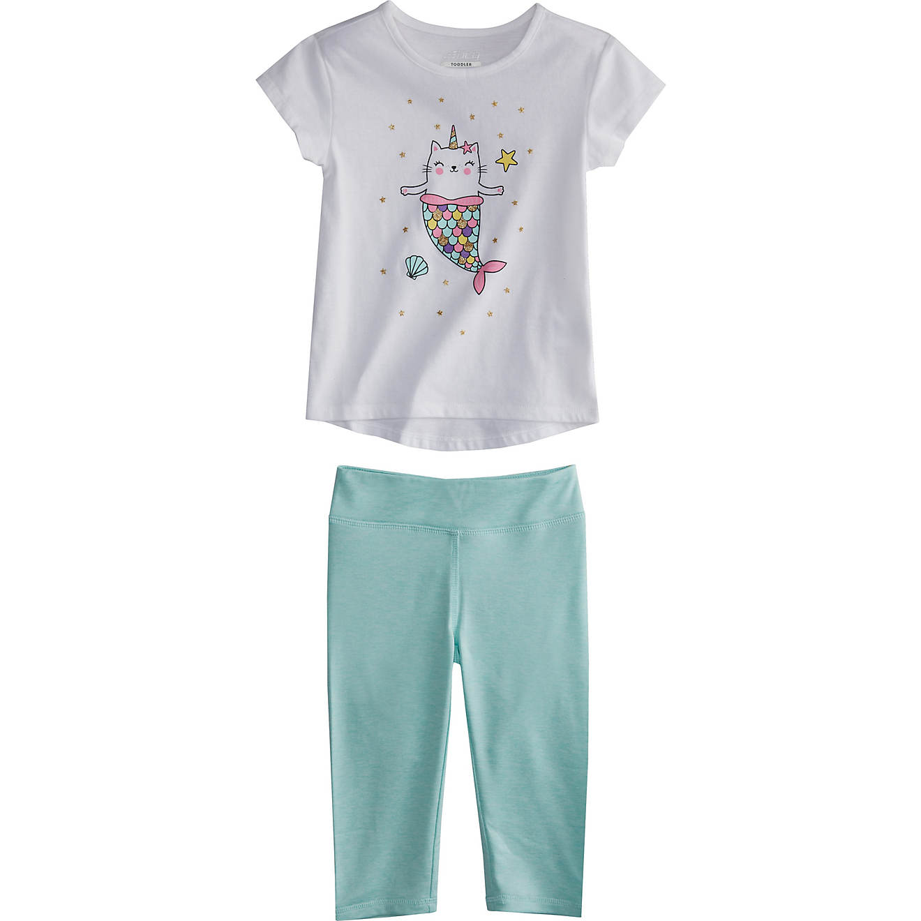 BCG Girls' Meowmaid Polyester T-shirt and Capris Set                                                                             - view number 1