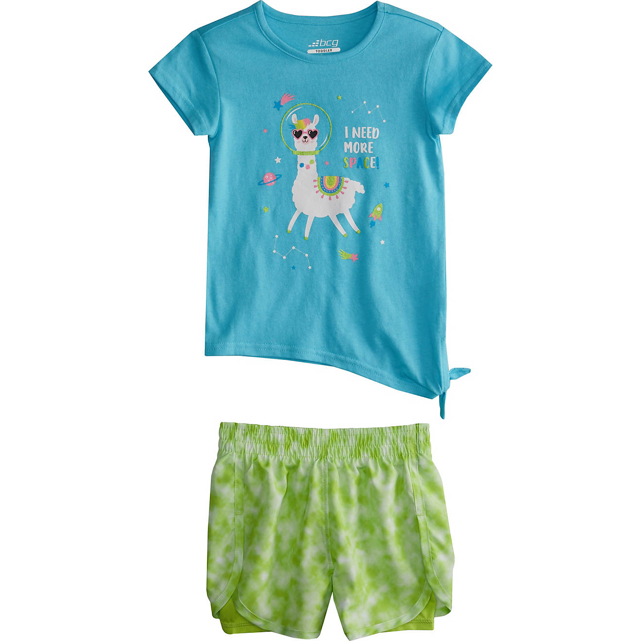BCG Toddler Girls' Space Llama Jersey T-shirt and Shorts Set                                                                     - view number 1