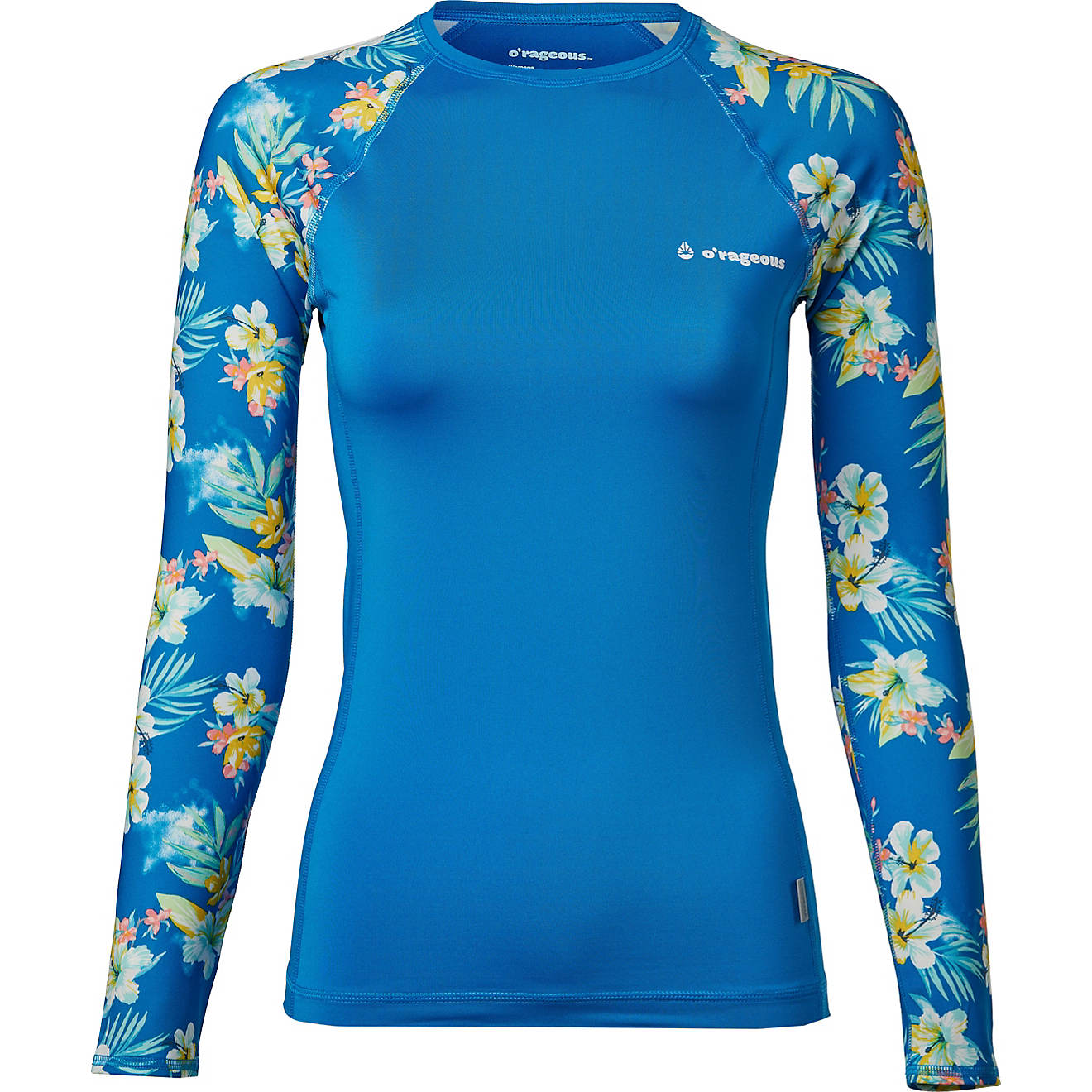 O-Rageous Juniors' Hibiscus Floral Long Sleeve Rash Guard                                                                        - view number 1