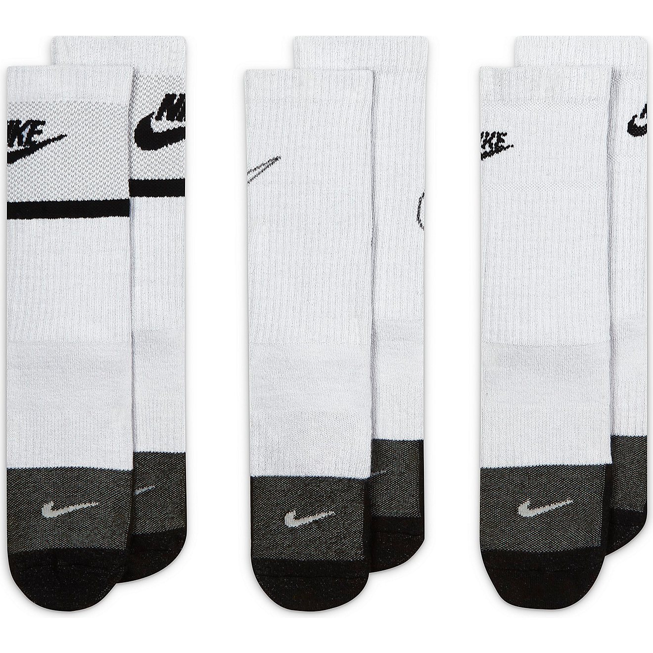 Nike Youth Everyday Cushioned Stripe Logo Crew Socks 3-Pack                                                                      - view number 3