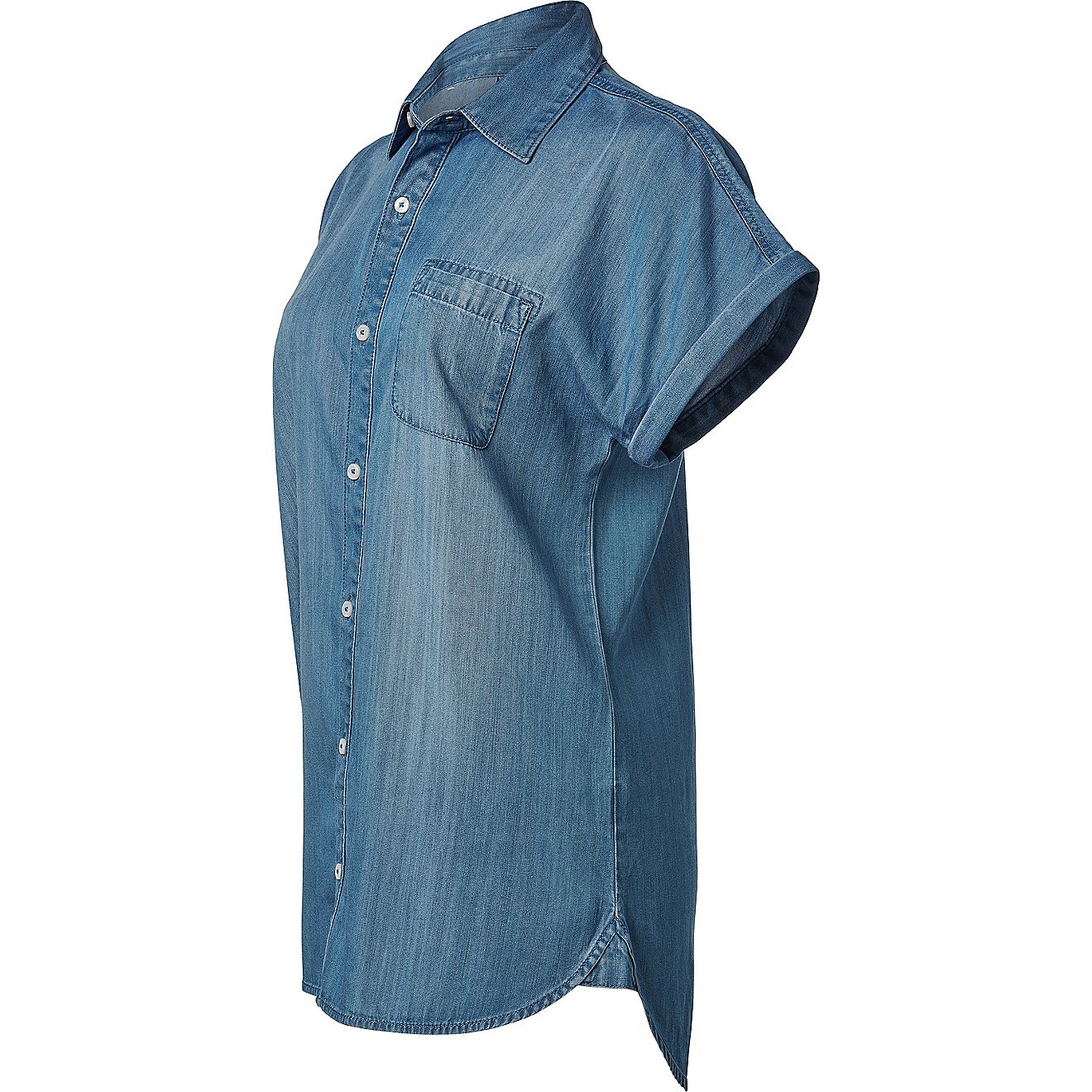 Magellan Outdoors Women's Happy Camper Chambray Short Sleeve Shirt                                                               - view number 3