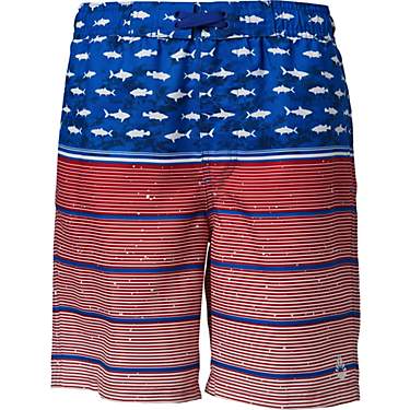 O’Rageous Boys’ Americana Fish Flag Elastic Board Shorts                                                                    