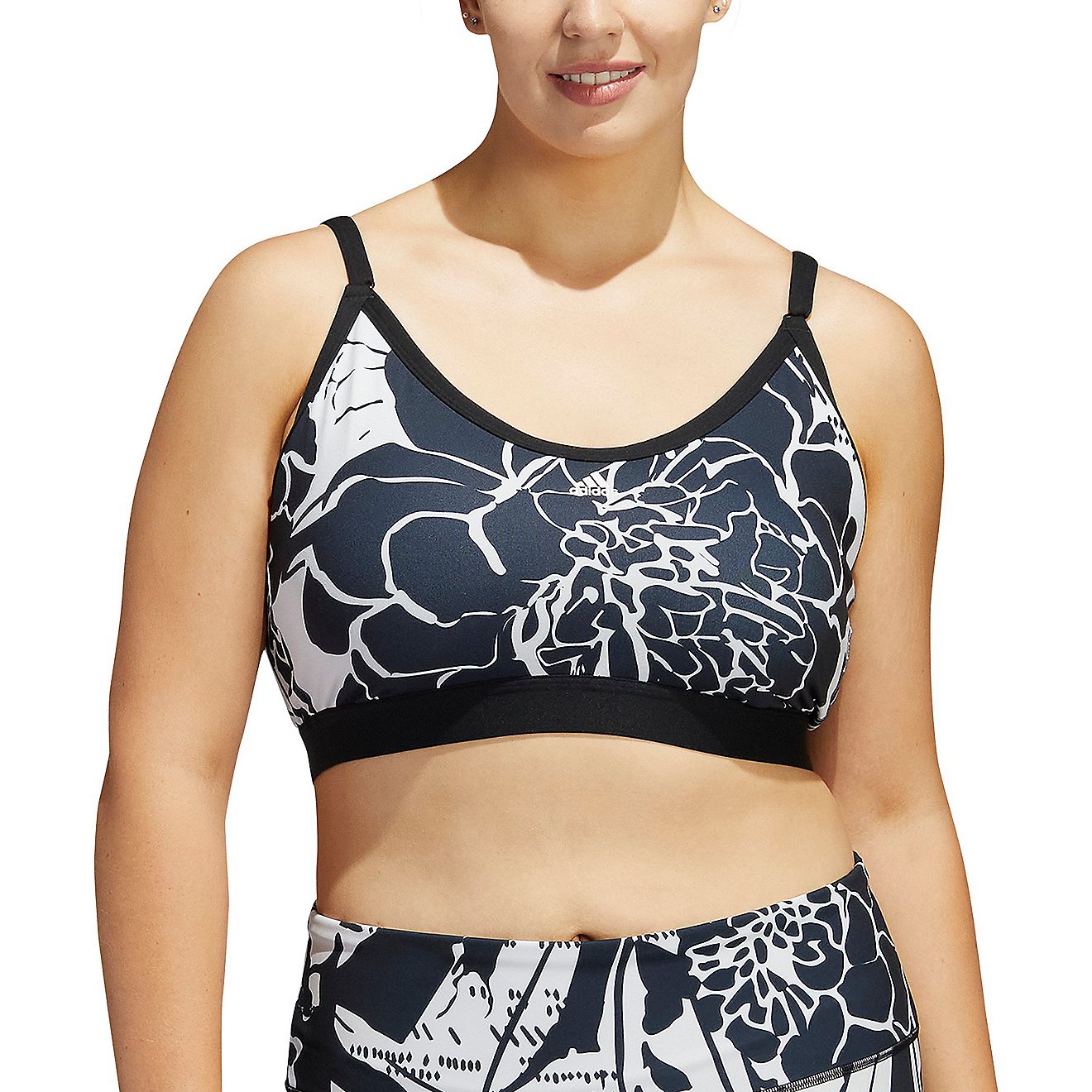 adidas Women's Training Flower Printed Low Support Plus Size Sports Bra                                                          - view number 1