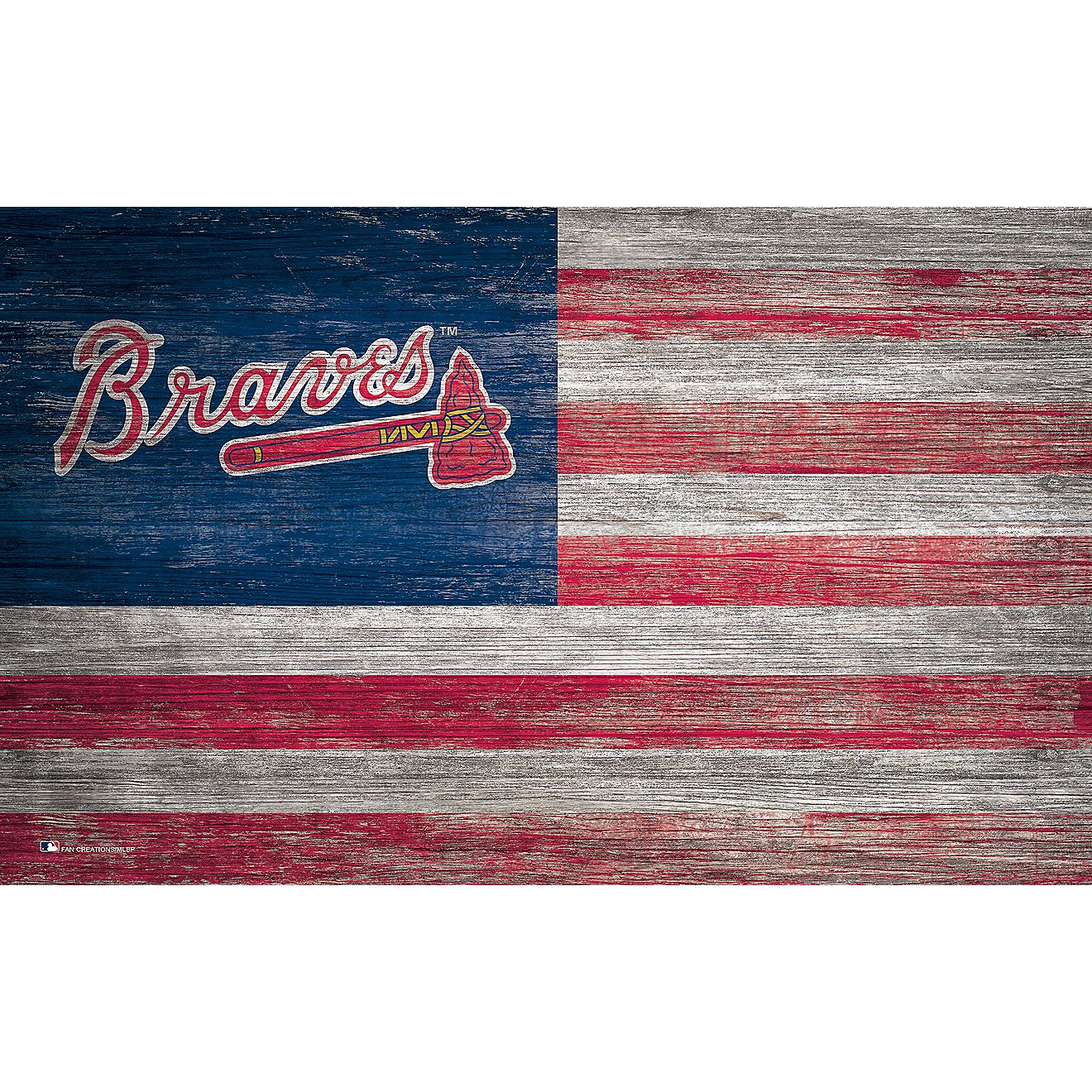 Fan Creations Atlanta Braves 11 in x 19 in Distressed Flag Sign                                                                  - view number 1