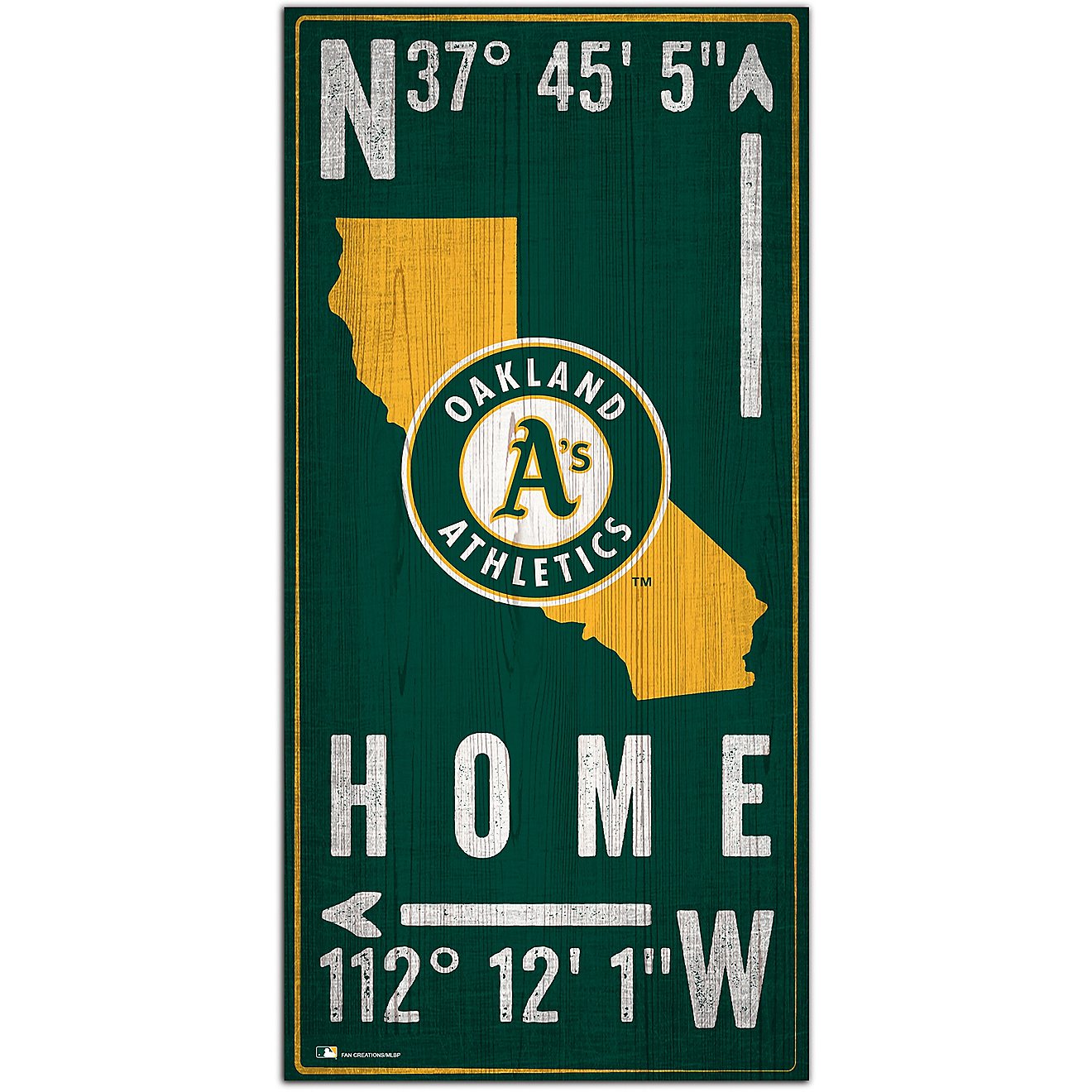 Fan Creations Oakland Athletics Coordinates 6 in x 12 in Sign                                                                    - view number 1