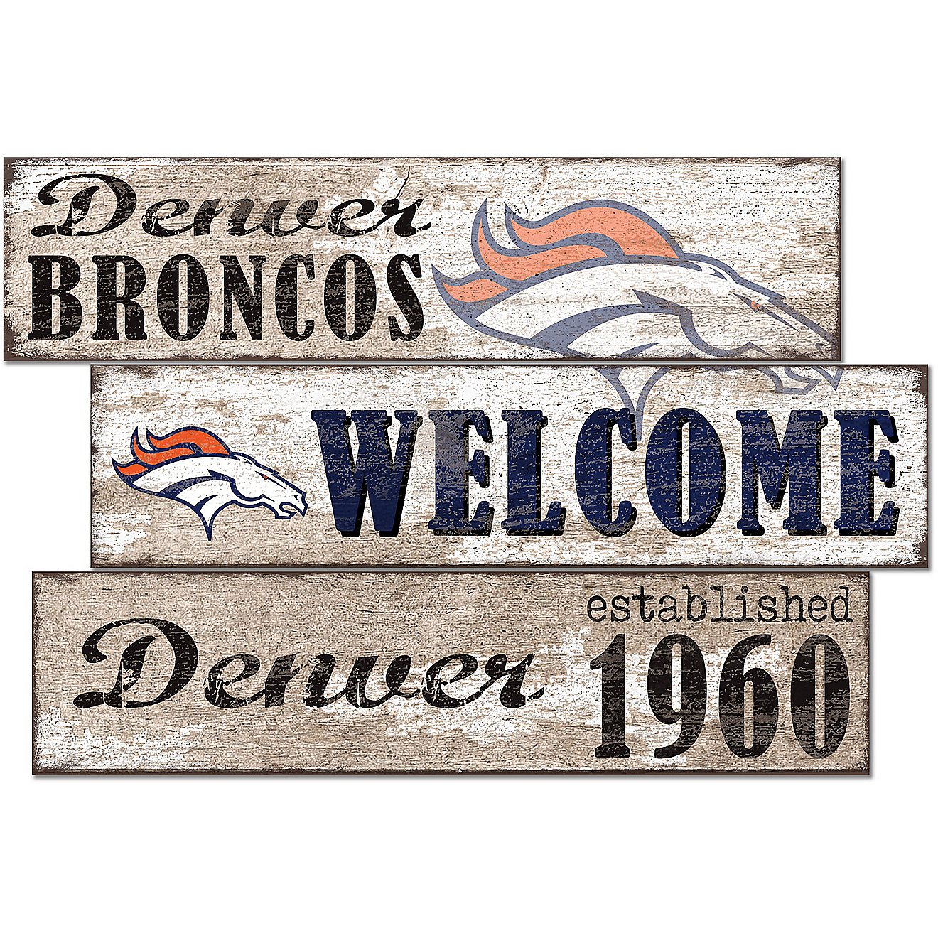 Fan Creations Denver Broncos Welcome 3 Plank Decor                                                                               - view number 1