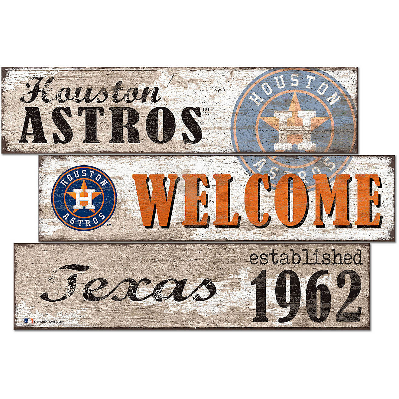 Fan Creations Houston Astros Welcome 3 Plank Decor                                                                               - view number 1