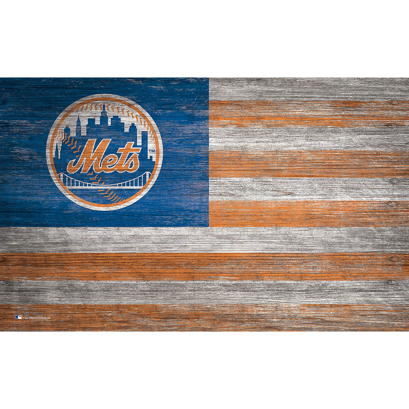 Fan Creations New York Mets 11 in x 19 in Distressed Flag Sign                                                                   - view number 1