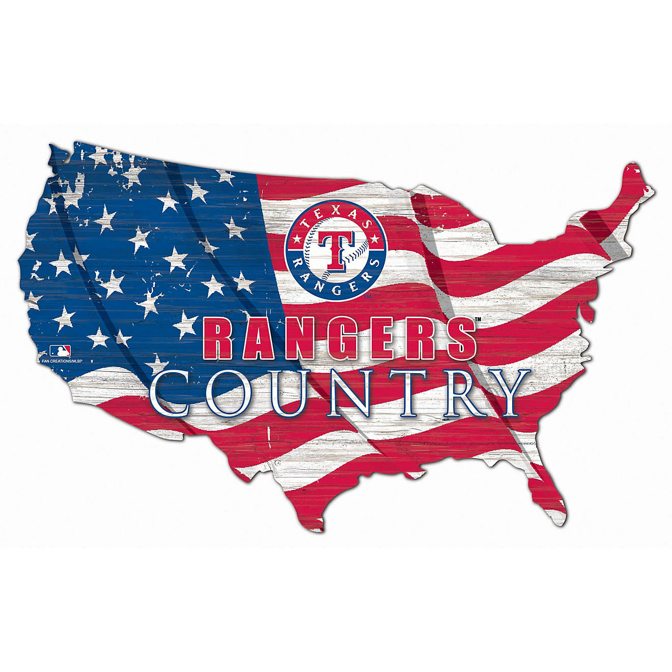 Fan Creations Texas Rangers USA Shape Cutout Wall Decor                                                                          - view number 1