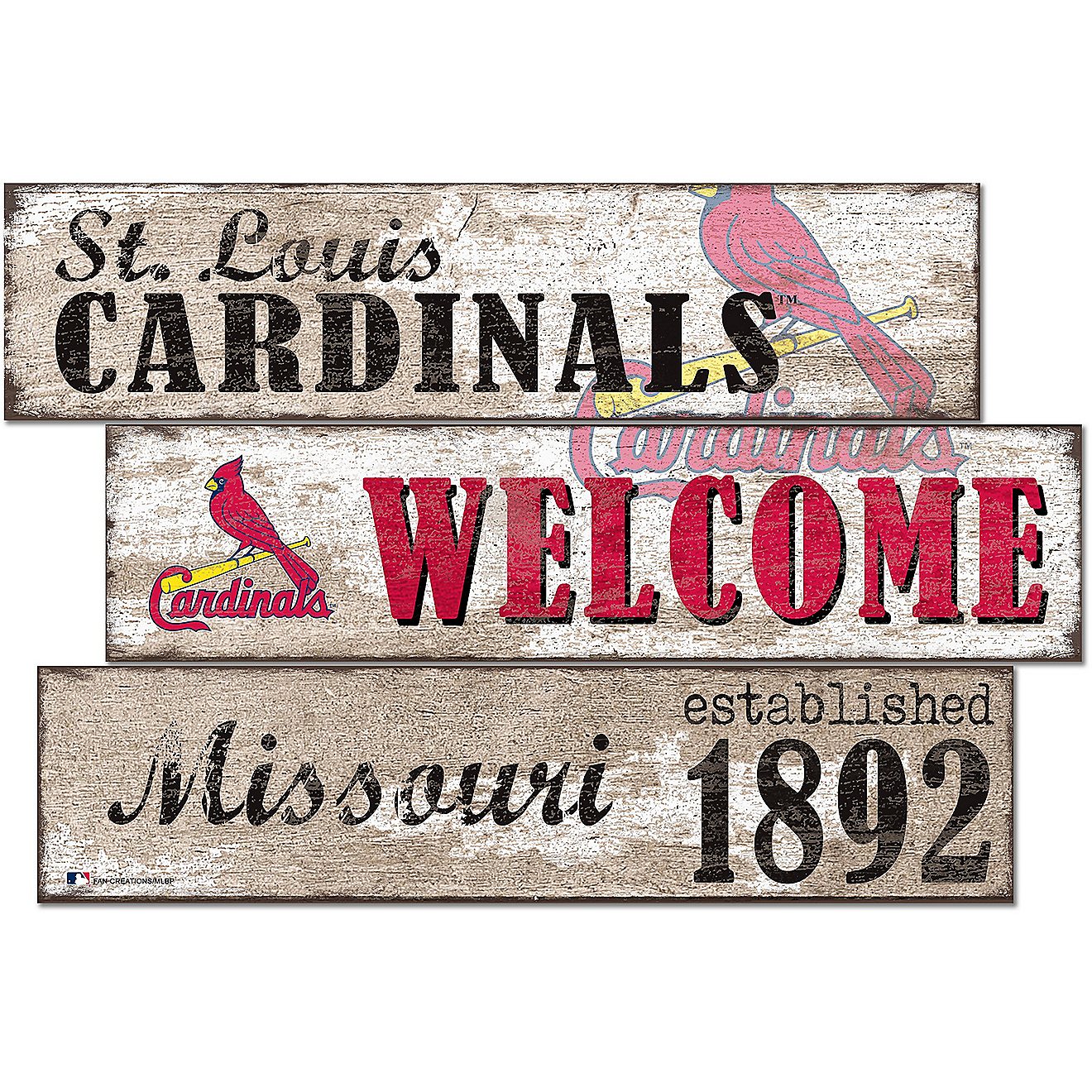 Fan Creations St. Louis Cardinals Welcome 3 Plank Decor                                                                          - view number 1