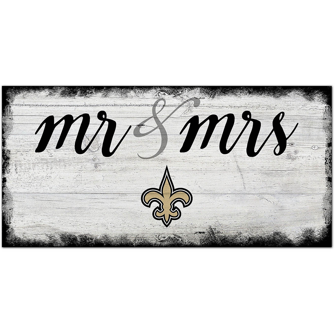 Fan Creations New Orleans Saints Script Mr and Mrs 6x12 Sign                                                                     - view number 1