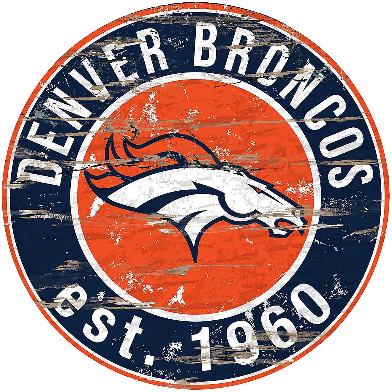 Fan Creations Denver Broncos Round Distressed Sign                                                                               - view number 1