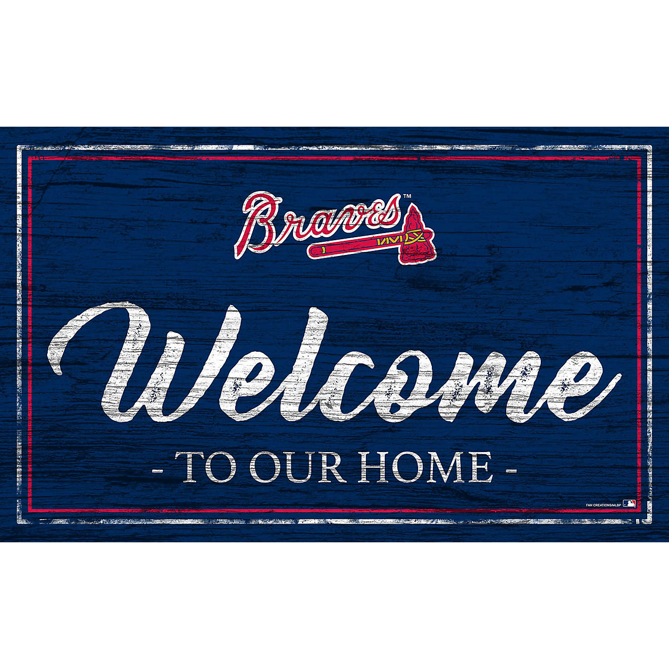 Fan Creations Atlanta Braves Team Color 11 in x 19 in Welcome Sign                                                               - view number 1